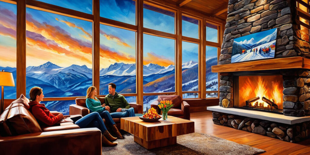 couple relaxing in a ski resort lounge to adjust to higher altitude