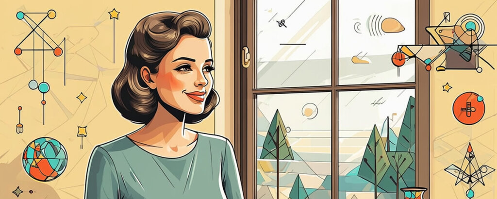 happy woman looking out of a window enjoying feeling better after a hangover
