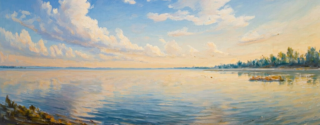 outdoor scene of water and sky showing an expanse of oxygen